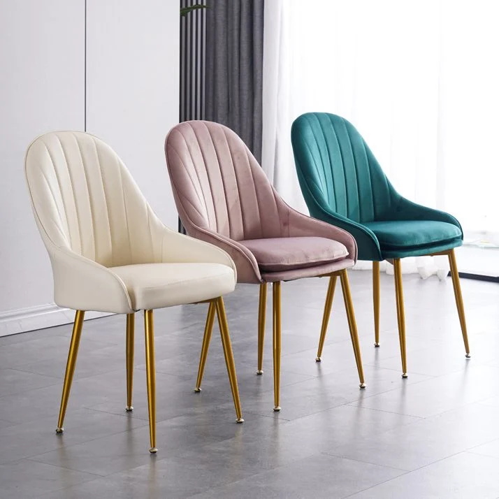 Sedia per sala da pranzo Sedia Parsons senza braccioli stile glam con gambe dorate Clearhalo