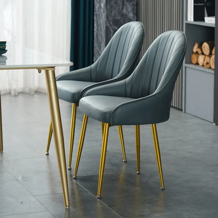 Sedia per sala da pranzo Sedia Parsons senza braccioli stile glam con gambe dorate Clearhalo