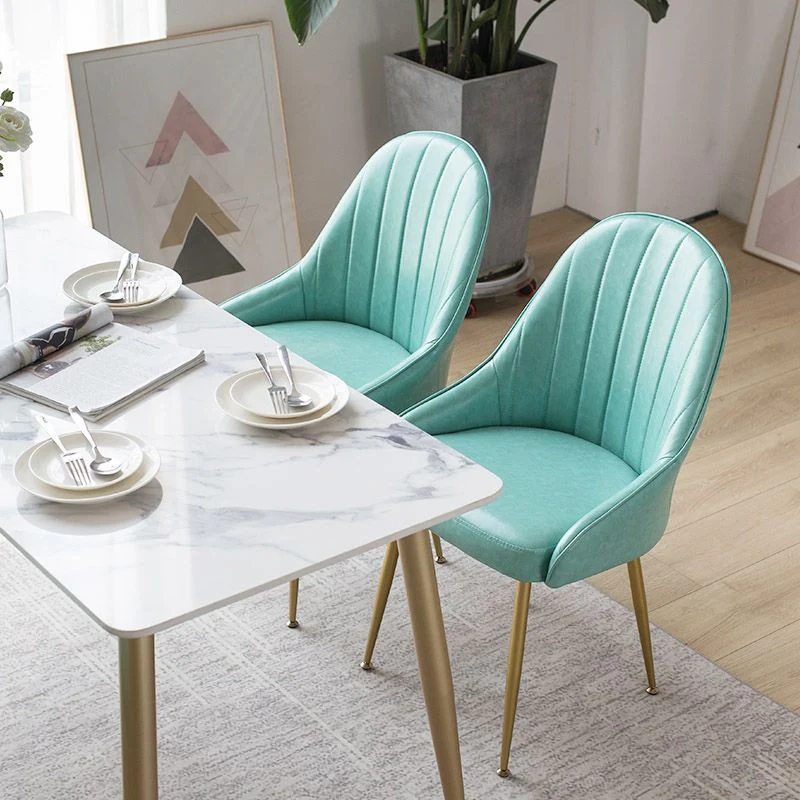 Sedia per sala da pranzo Sedia Parsons senza braccioli stile glam con gambe dorate Clearhalo