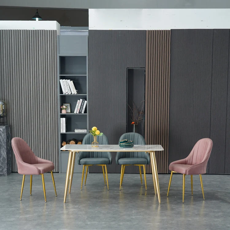 Sedia per sala da pranzo Sedia Parsons senza braccioli stile glam con gambe dorate Clearhalo