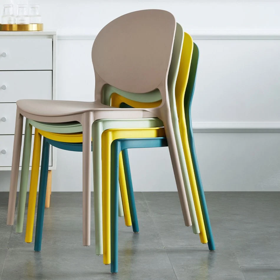 Sedia plastica stile europeo glam, cucina, sala da pranzo, sedie laterali con schienale aperto Clearhalo