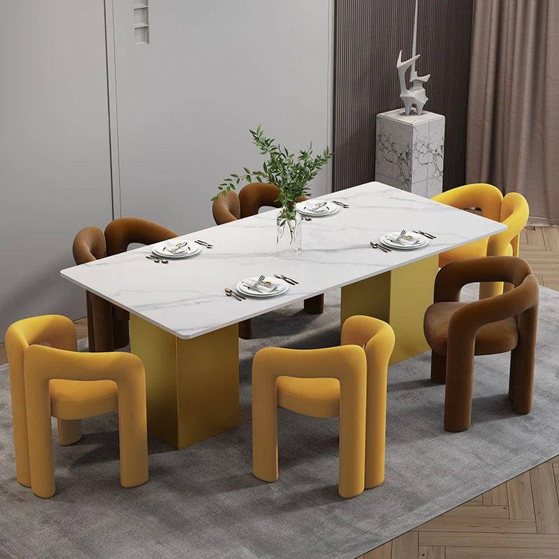 Sedia da pranzo aperta con finitura opaca Poltrona velluto per la casa stile designer Clearhalo