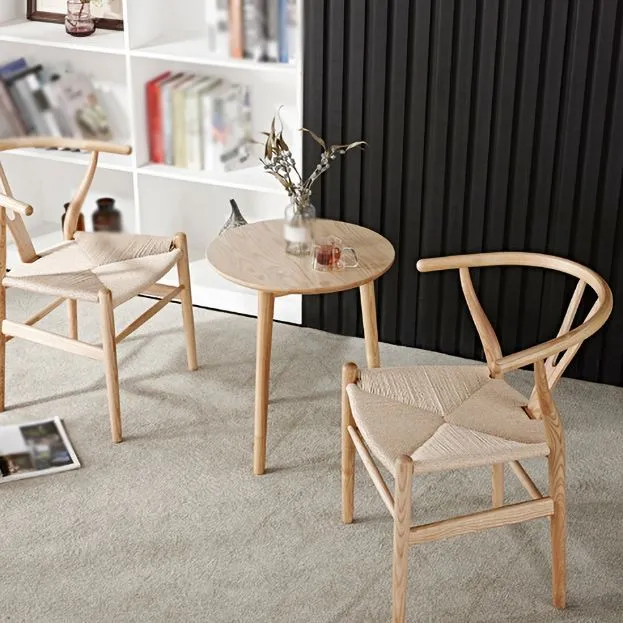 Sedia da pranzo con braccioli legno per la casa contemporanea, con braccio oscillante naturale (set di 2) Clearhalo