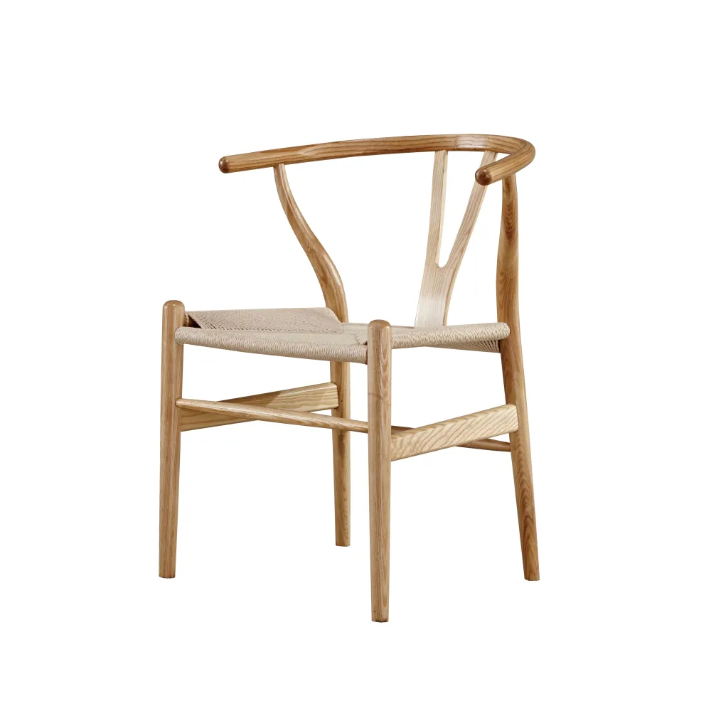 Sedia da pranzo con braccioli legno per la casa contemporanea, con braccio oscillante naturale (set di 2) Clearhalo