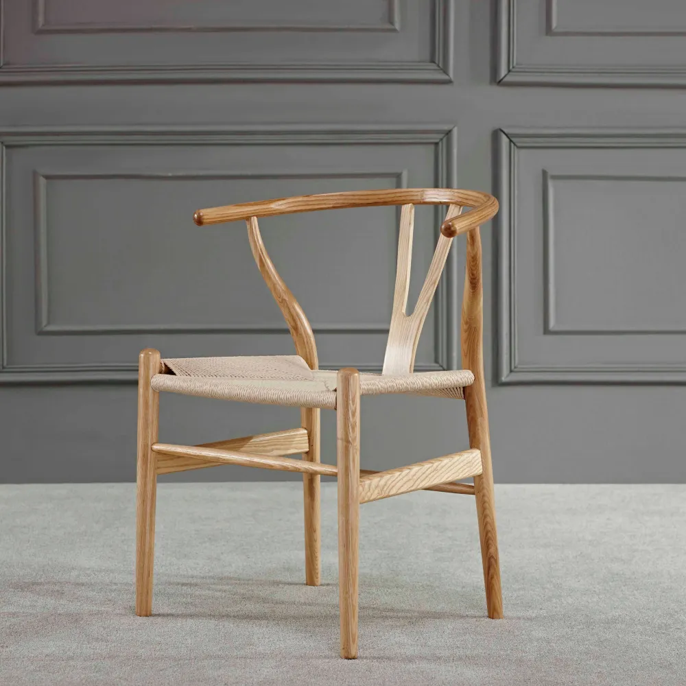 Sedia da pranzo con braccioli legno per la casa contemporanea, con braccio oscillante naturale (set di 2) Clearhalo