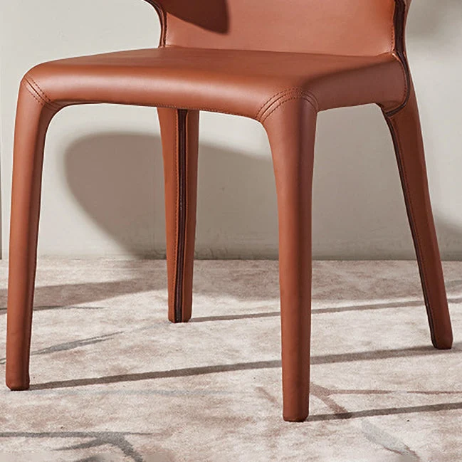 Sedia da pranzo con braccioli per la casa pelle di design, con finitura opaca, con retro alare Clearhalo