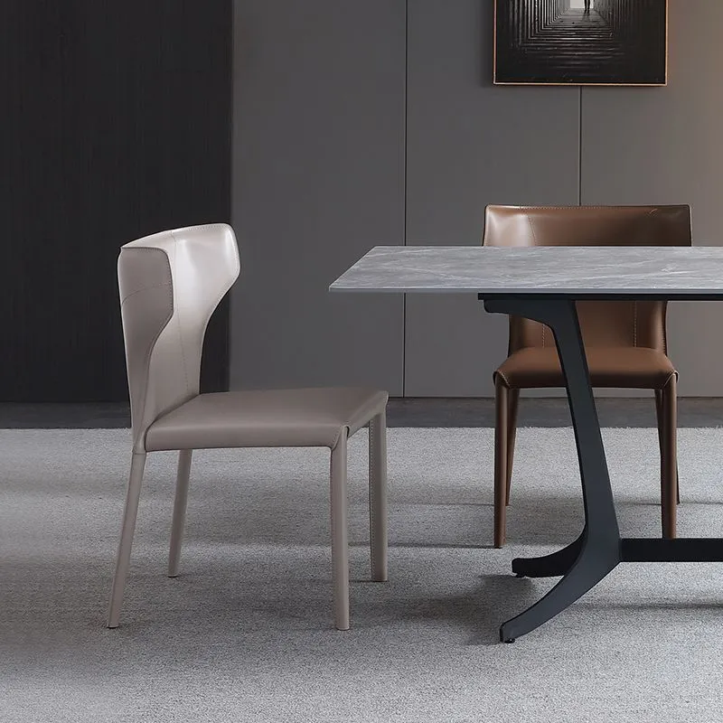 Sedia da pranzo con retro pelle, stile designer, pelle, con finitura opaca, (set di 2) Clearhalo