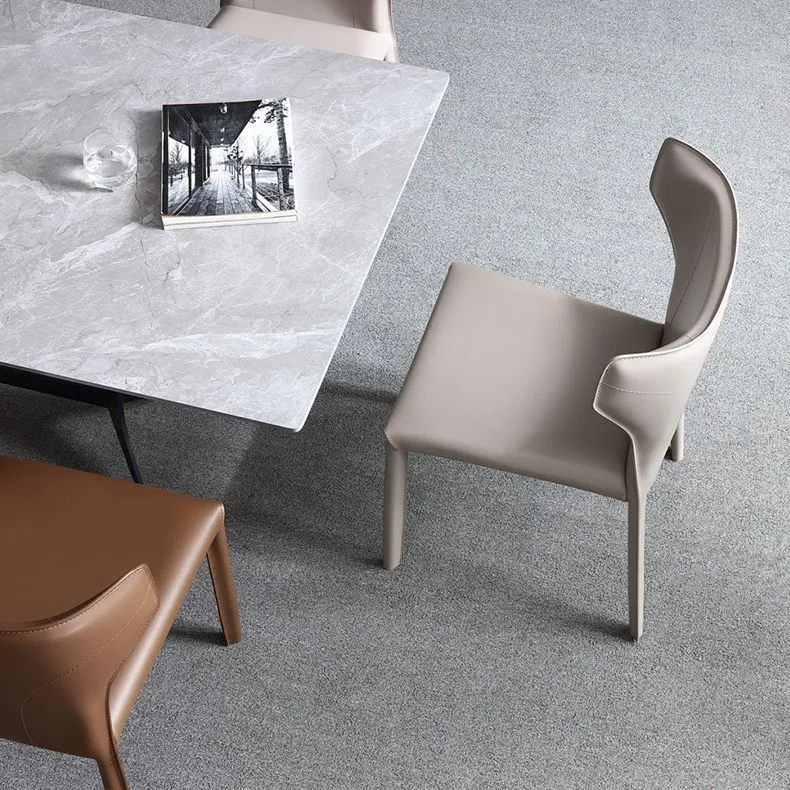 Sedia da pranzo con retro pelle, stile designer, pelle, con finitura opaca, (set di 2) Clearhalo