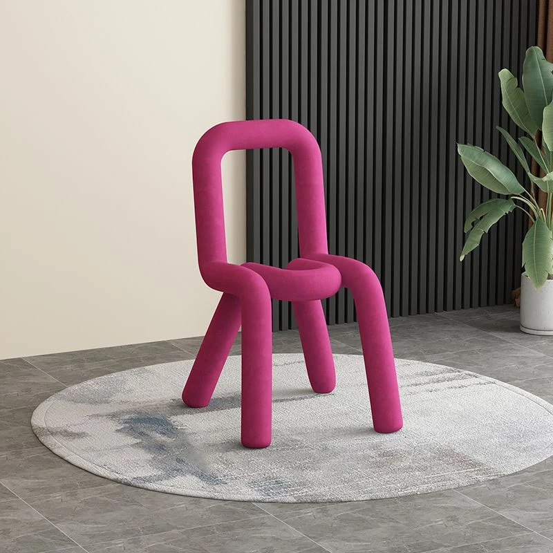 Sedia da pranzo con schienale aperto e finitura opaca, sedia laterale curva velluto da ristorante Clearhalo