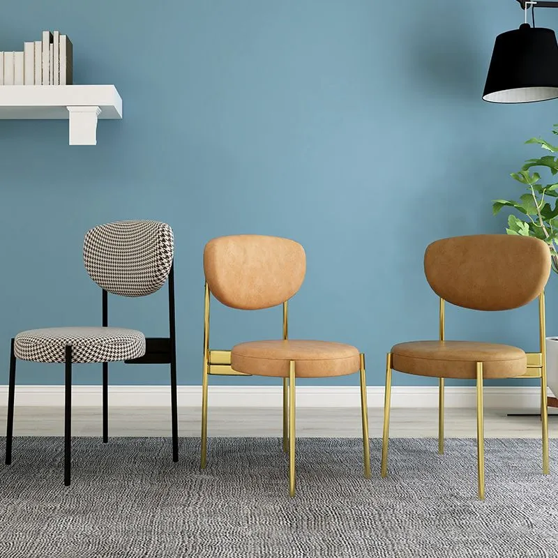 Sedia da pranzo con schienale aperto e finitura opaca metallo stile glamour per uso domestico Clearhalo