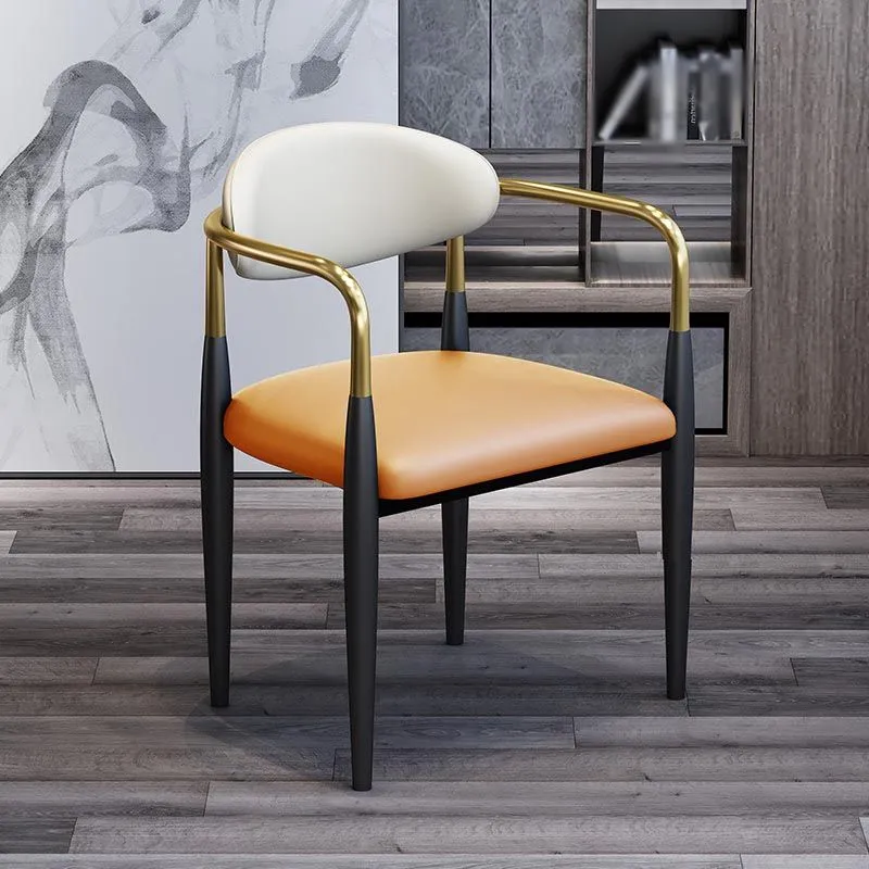 Sedia da pranzo con schienale aperto pelle con poltrona stile moderno per sala da pranzo Clearhalo