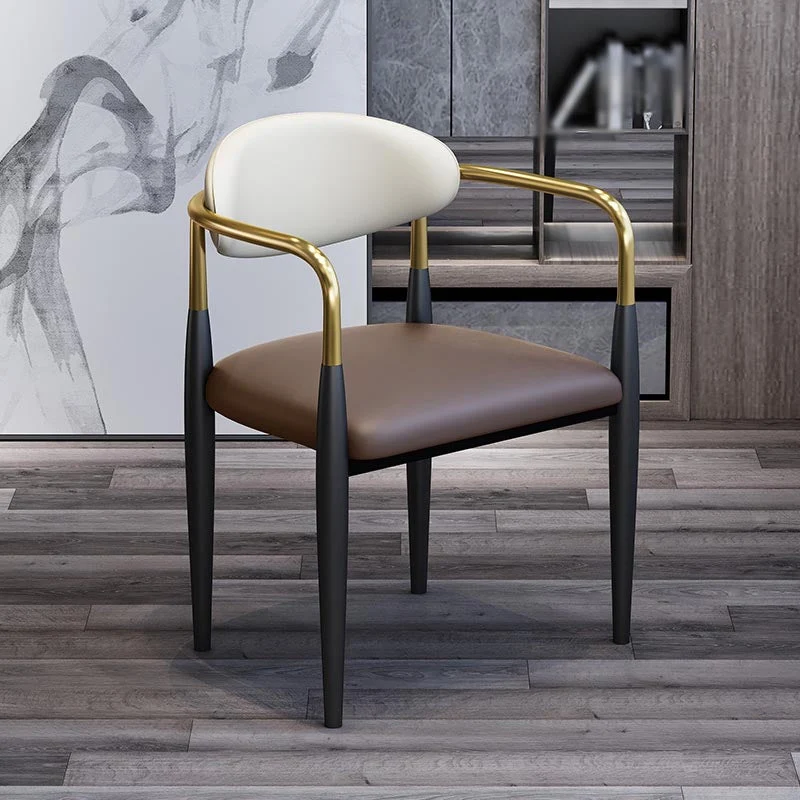 Sedia da pranzo con schienale aperto pelle con poltrona stile moderno per sala da pranzo Clearhalo