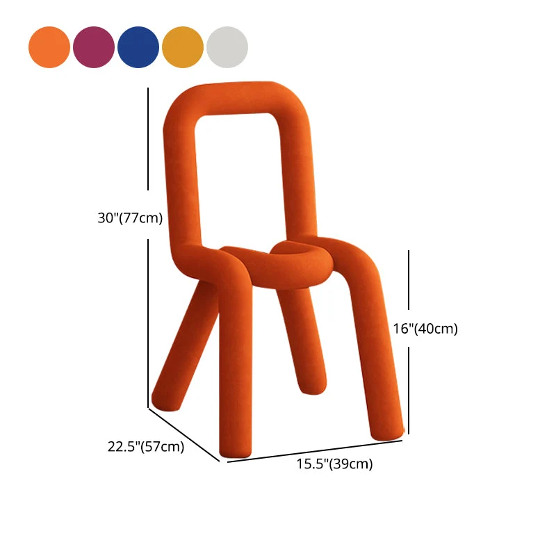 Sedia da pranzo con schienale aperto, sedia laterale curva velluto stile designer, finitura opaca Clearhalo