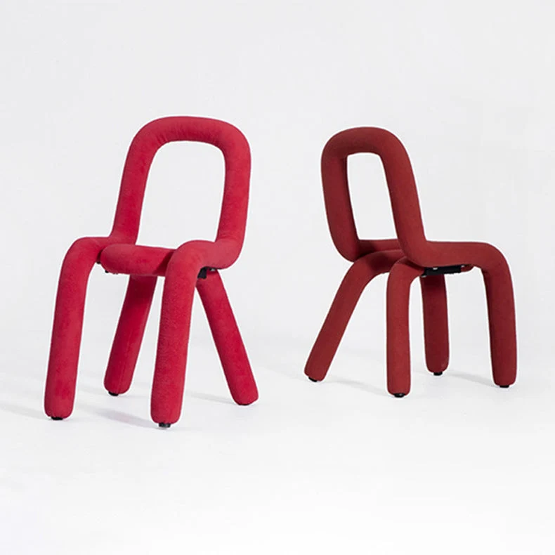 Sedia da pranzo con schienale aperto, sedia laterale curva velluto stile designer, finitura opaca Clearhalo