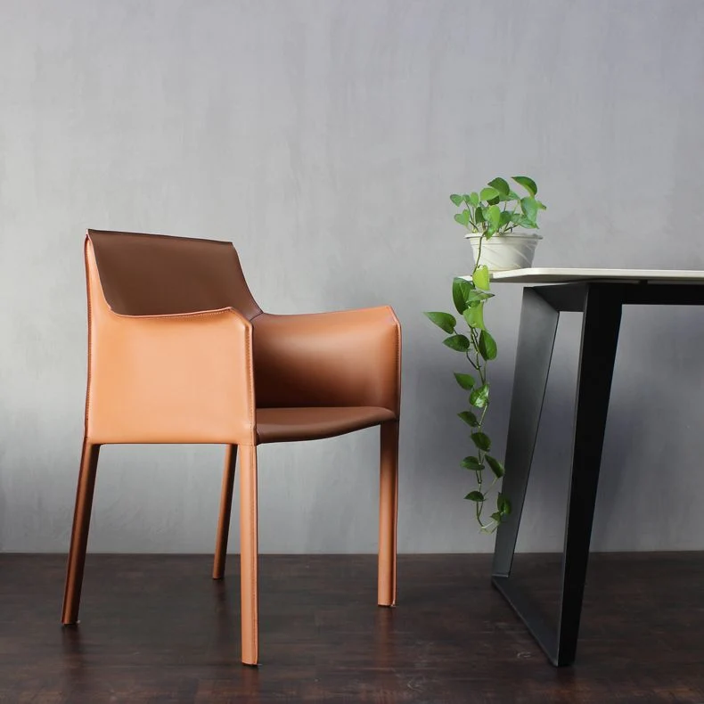 Sedia da pranzo contemporanea 24'' con braccioli larghi con schienale solido e 4 gambe metallo per uso domestico Clearhalo