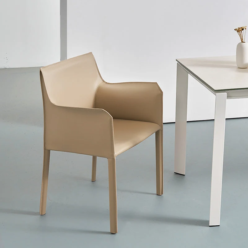Sedia da pranzo contemporanea 24'' con braccioli larghi con schienale solido e 4 gambe metallo per uso domestico Clearhalo