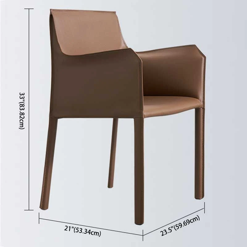 Sedia da pranzo contemporanea 24'' con braccioli larghi con schienale solido e 4 gambe metallo per uso domestico Clearhalo