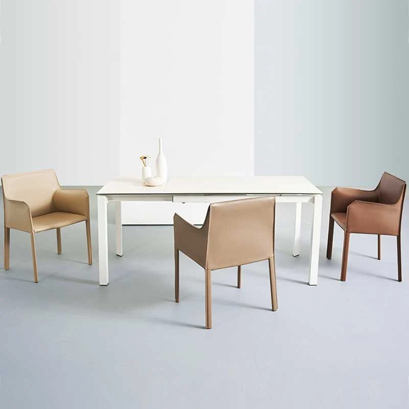 Sedia da pranzo contemporanea 24'' con braccioli larghi con schienale solido e 4 gambe metallo per uso domestico Clearhalo