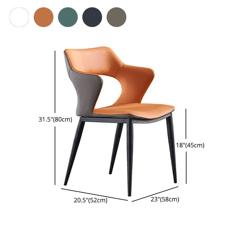 Sedia da pranzo contemporanea da cucina con schienale aperto e braccioli laterali con gambe metallo Clearhalo
