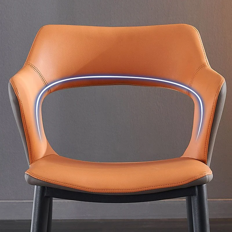 Sedia da pranzo contemporanea da cucina con schienale aperto e braccioli laterali con gambe metallo Clearhalo