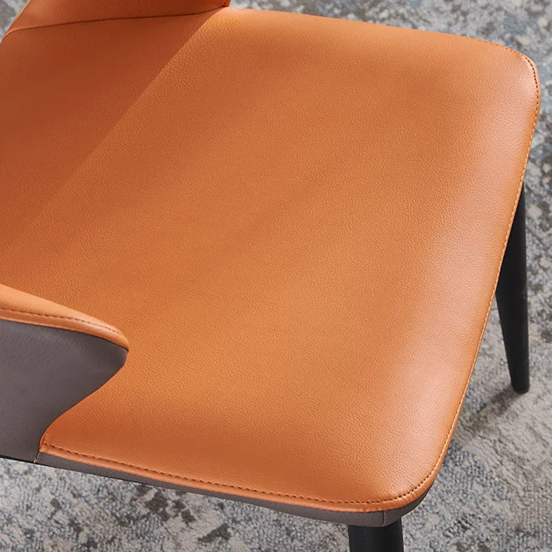 Sedia da pranzo contemporanea da cucina con schienale aperto e braccioli laterali con gambe metallo Clearhalo