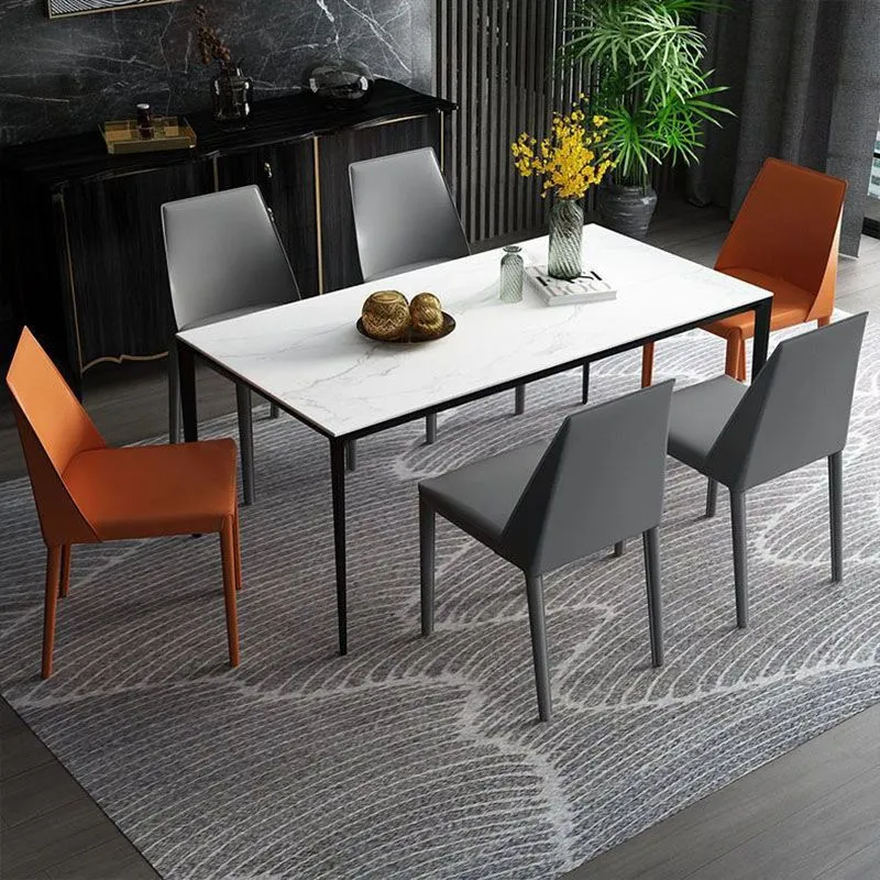 Sedia da pranzo contemporanea ecopelle Sedie da pranzo metallo senza braccioli per uso domestico Clearhalo