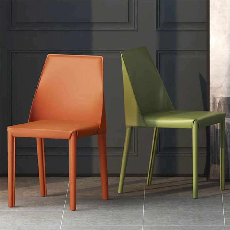 Sedia da pranzo contemporanea ecopelle Sedie da pranzo metallo senza braccioli per uso domestico Clearhalo