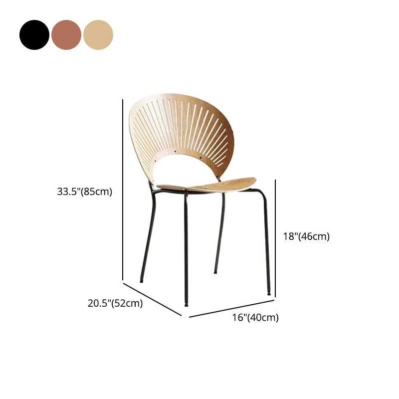 Sedia da pranzo contemporanea metallo Sedia Windsor senza braccioli con schienale laterale per uso domestico Clearhalo
