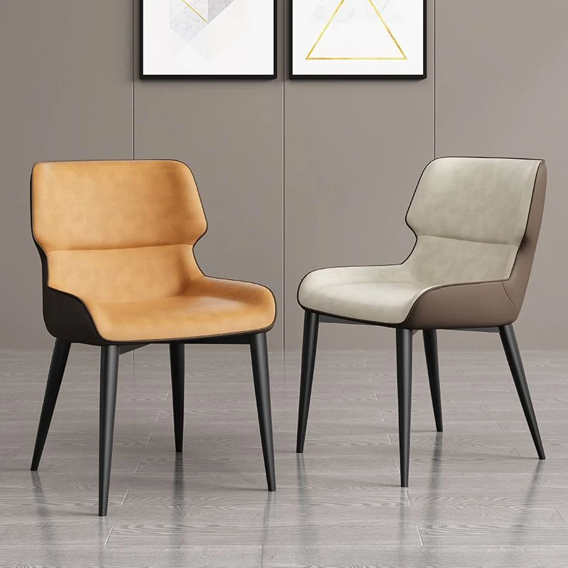 Sedia da pranzo contemporanea pelle con finitura opaca, sedia laterale Wingback per la casa Clearhalo