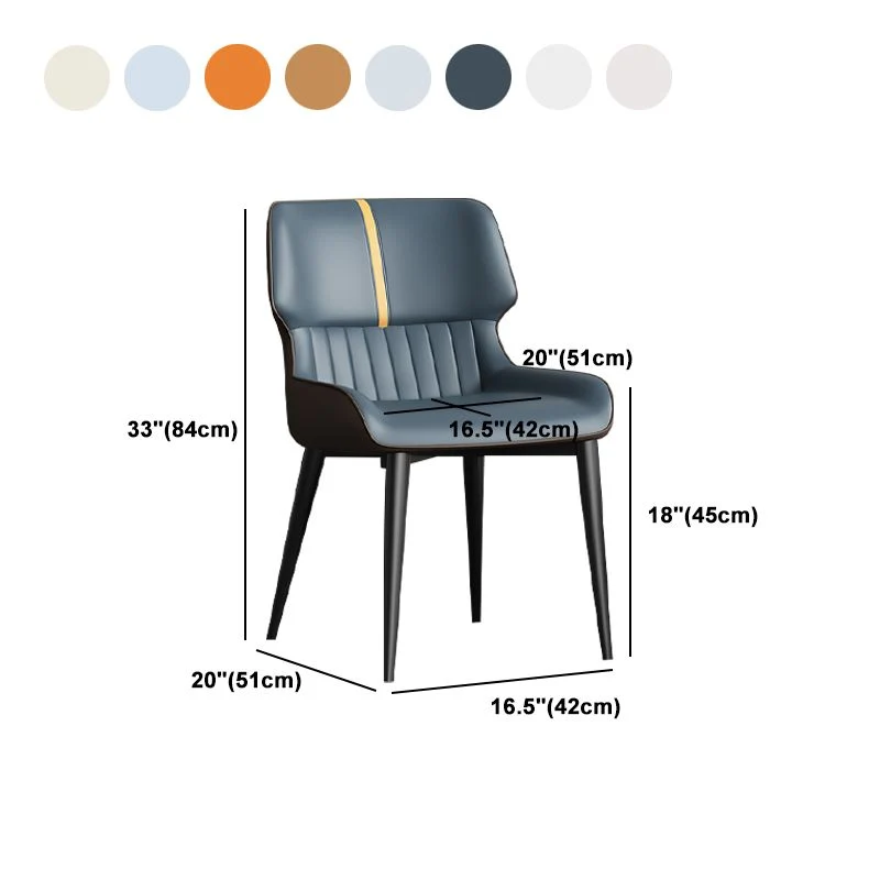Sedia da pranzo contemporanea pelle con finitura opaca, sedia laterale Wingback per la casa Clearhalo
