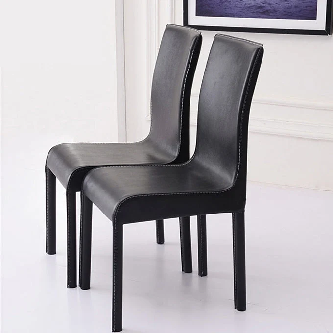 Sedia da pranzo contemporanea pelle per ristorante, con schienale massiccio, (set di 2) Clearhalo