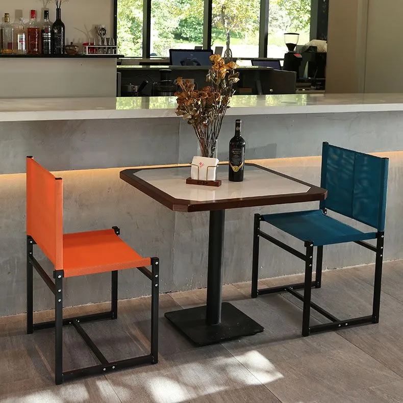 Sedia da pranzo contemporanea Sedia senza braccioli con gambe metallo per cucina Clearhalo