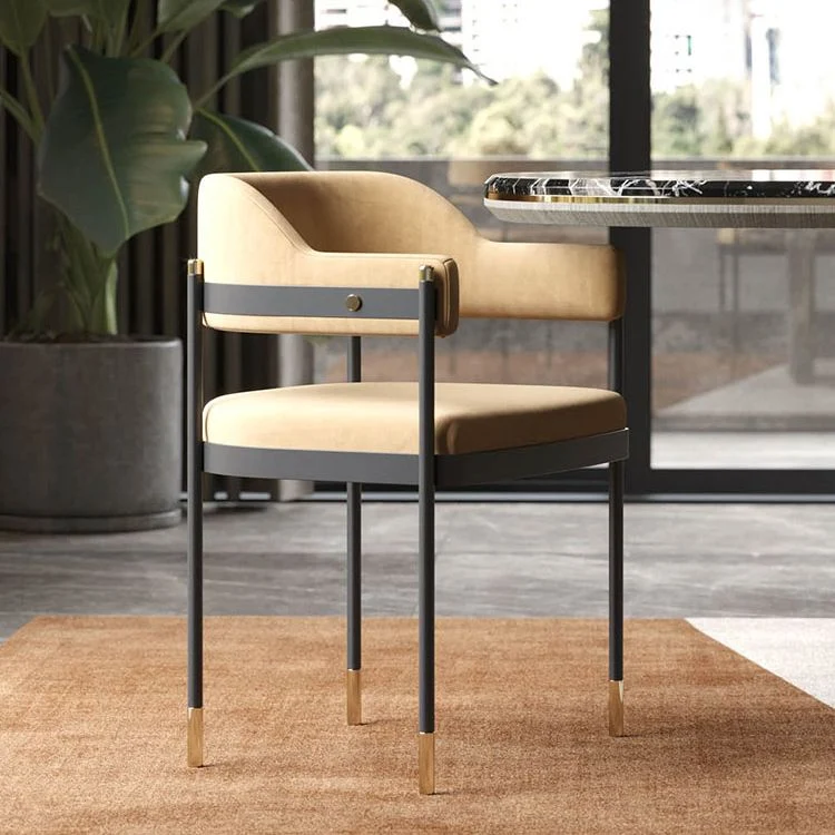 Sedia da pranzo da cucina contemporanea Poltrona imbottita con gambe nere Clearhalo