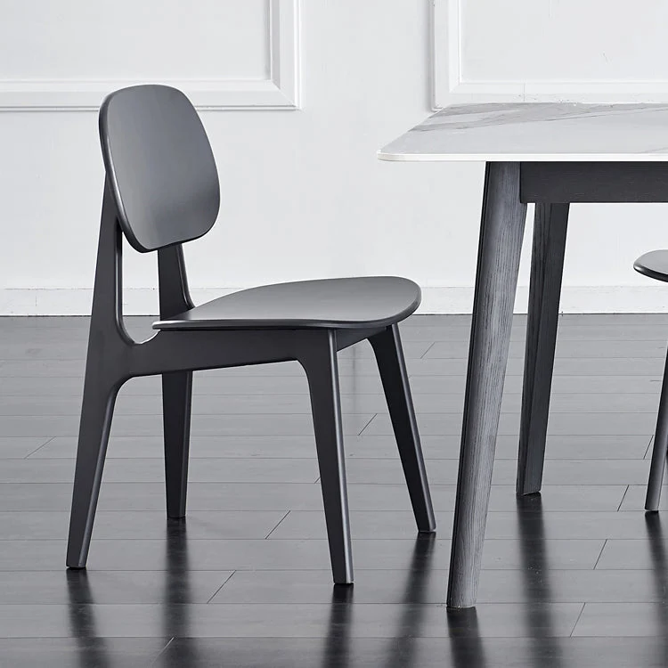 Sedia da pranzo da cucina contemporanea Sedia da pranzo laterale con schienale aperto e gambe legno Clearhalo