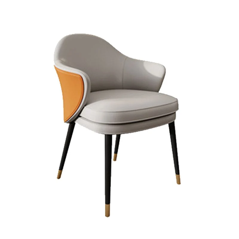Sedia da pranzo da cucina ecopelle Glam Parsons Chair con gambe metallo nero Clearhalo