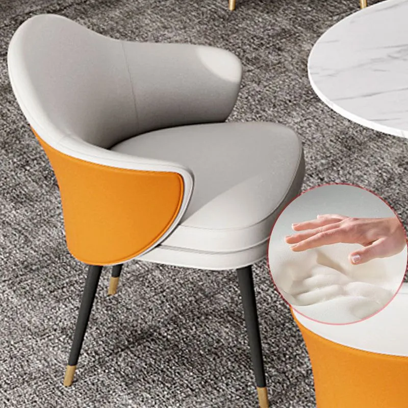 Sedia da pranzo da cucina ecopelle Glam Parsons Chair con gambe metallo nero Clearhalo