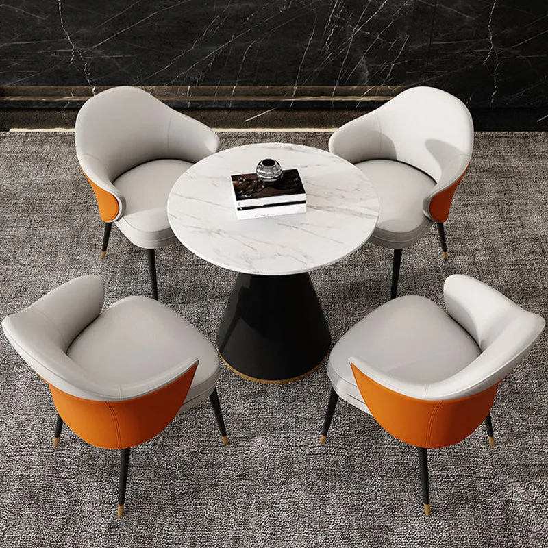 Sedia da pranzo da cucina ecopelle Glam Parsons Chair con gambe metallo nero Clearhalo