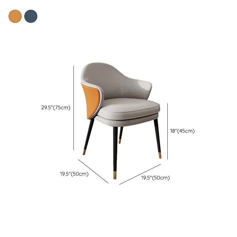 Sedia da pranzo da cucina ecopelle Glam Parsons Chair con gambe metallo nero Clearhalo