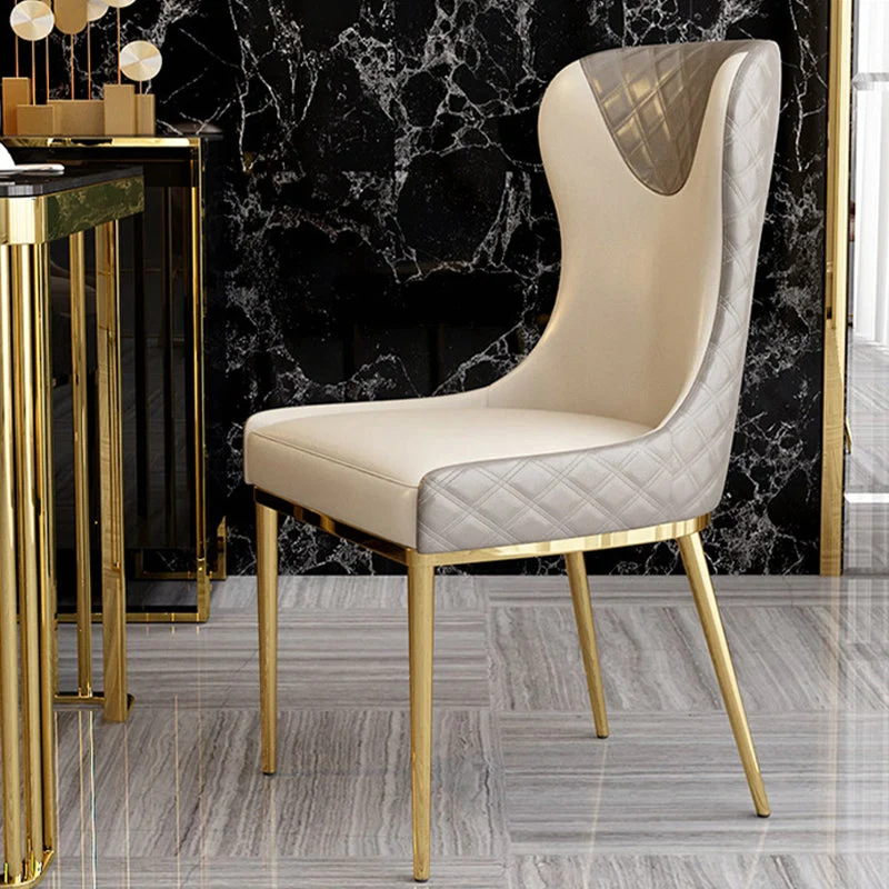 Sedia da pranzo da cucina ecopelle Sedia da pranzo imbottita glamour con gambe metallo Clearhalo