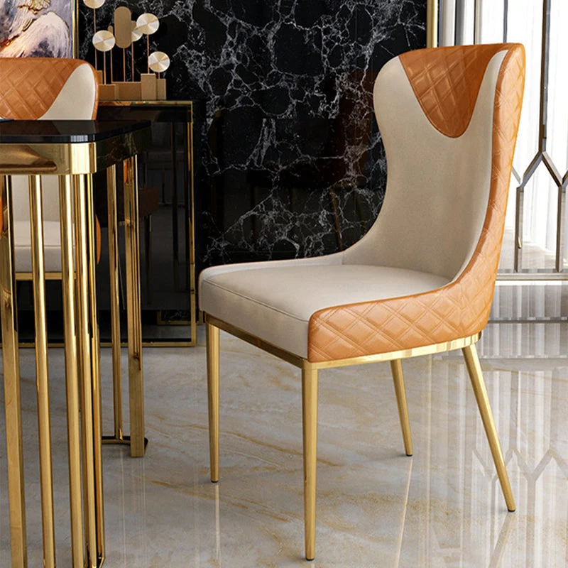 Sedia da pranzo da cucina ecopelle Sedia da pranzo imbottita glamour con gambe metallo Clearhalo