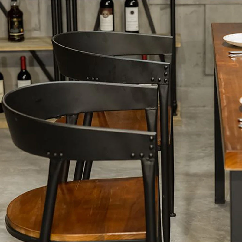 Sedia da pranzo da cucina industriale Sedia da pranzo con schienale aperto e gambe metallo Clearhalo