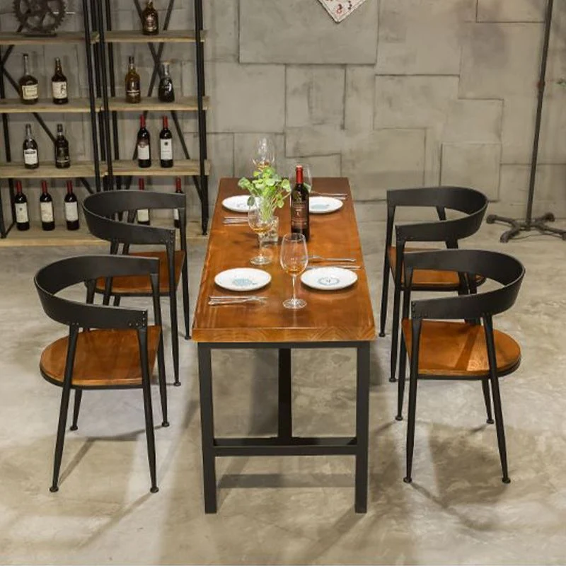 Sedia da pranzo da cucina industriale Sedia da pranzo con schienale aperto e gambe metallo Clearhalo