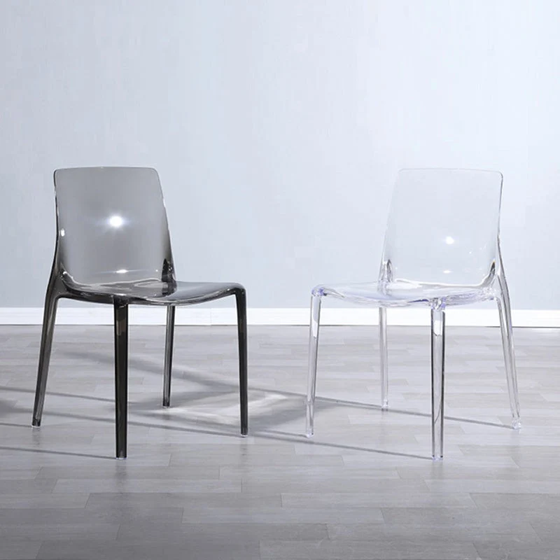 Sedia da pranzo da cucina Sedia da pranzo moderna plastica senza braccioli Clearhalo