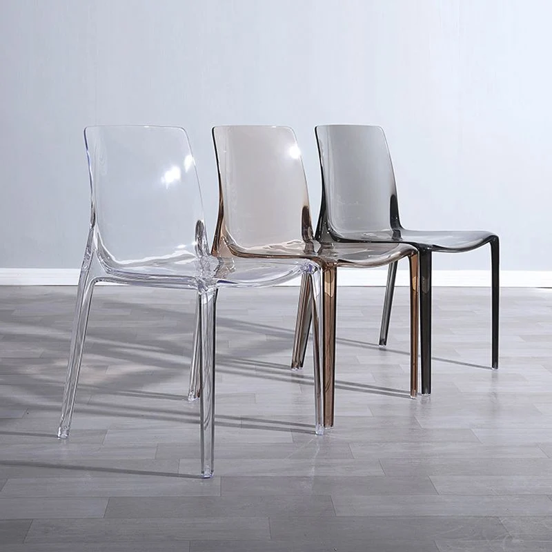 Sedia da pranzo da cucina Sedia da pranzo moderna plastica senza braccioli Clearhalo