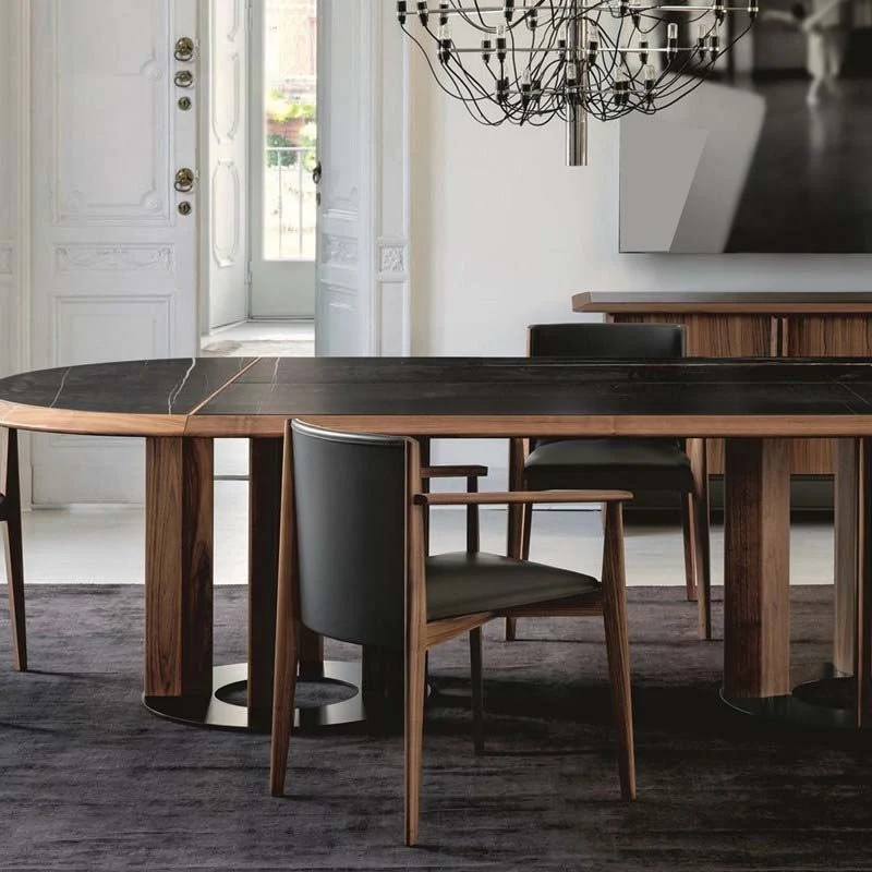 Sedia da pranzo da cucina senza braccioli Sedia ecopelle con gambe legno Clearhalo