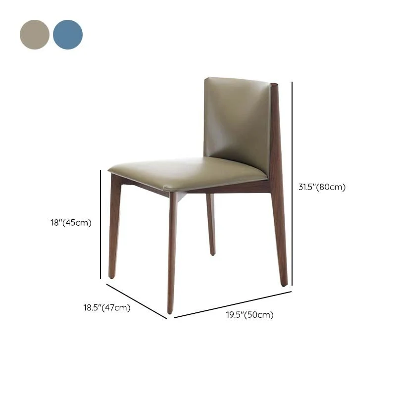 Sedia da pranzo da cucina senza braccioli Sedia ecopelle con gambe legno Clearhalo