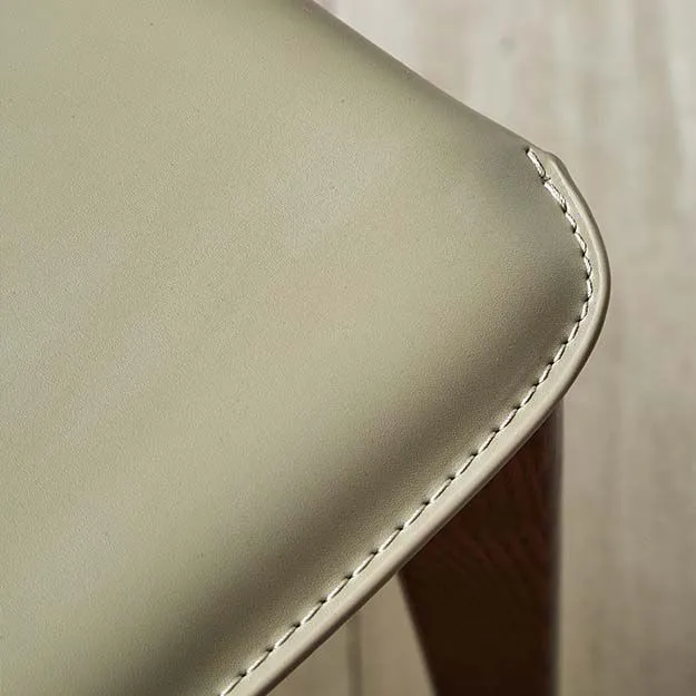 Sedia da pranzo da cucina senza braccioli Sedia ecopelle con gambe legno Clearhalo