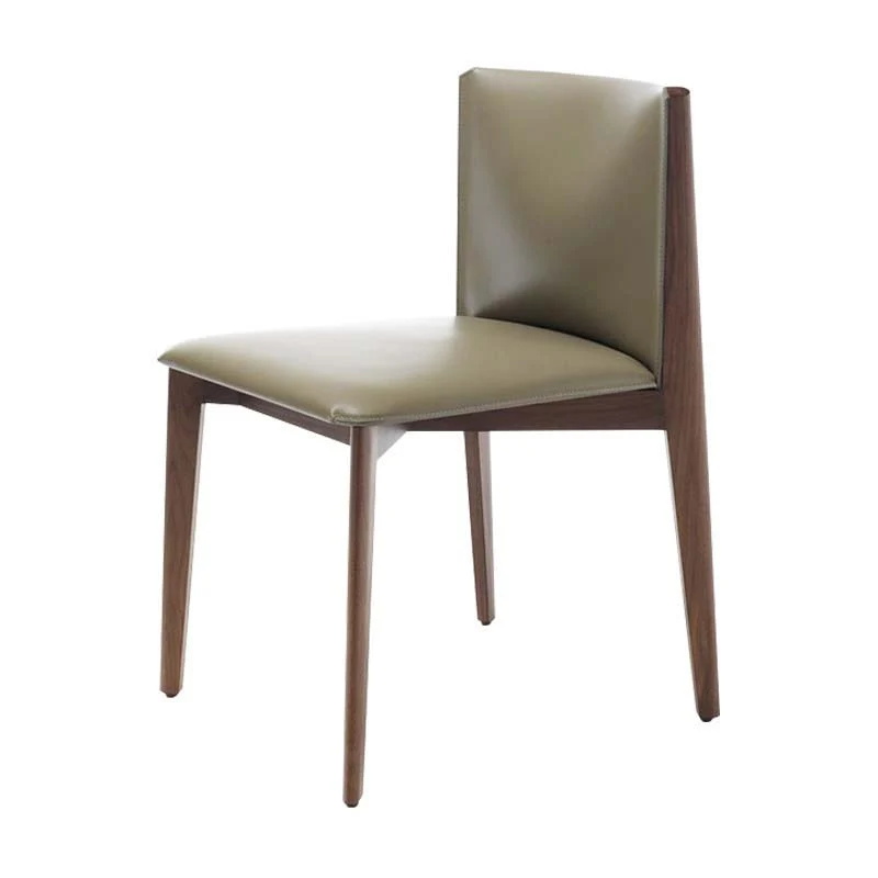 Sedia da pranzo da cucina senza braccioli Sedia ecopelle con gambe legno Clearhalo