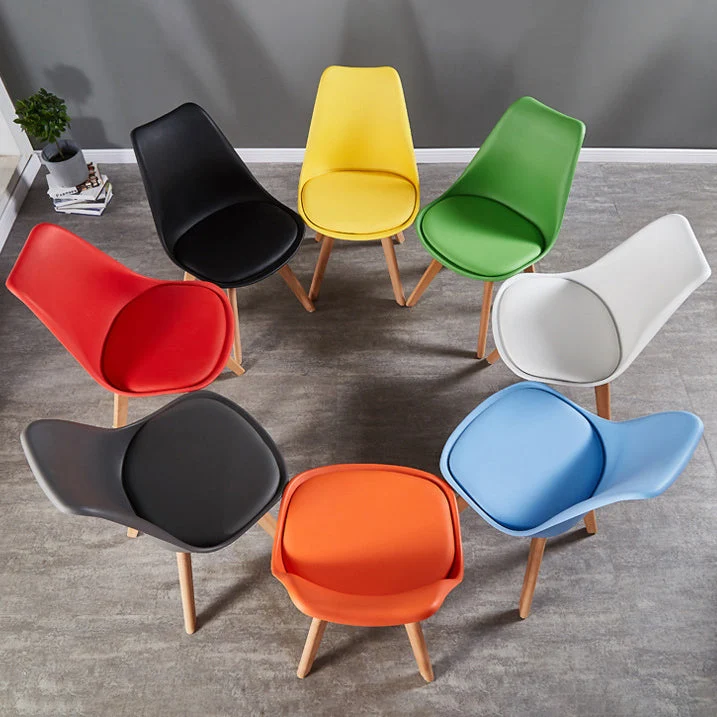 Sedia da pranzo da cucina stile moderno legno Sedie laterali con schienale solido colorato Clearhalo