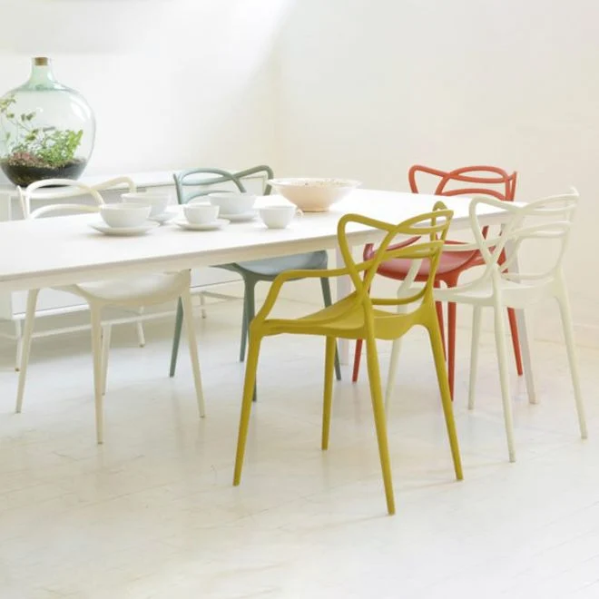 Sedia da pranzo da cucina stile moderno Sedie laterali plastica con braccioli da pranzo Clearhalo